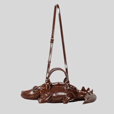 Croc-Embossed Crossbody Bag - Red
