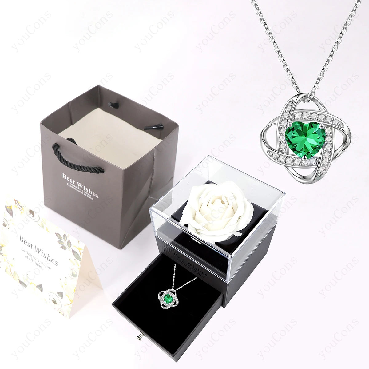 Green Heart Pendant Necklace design 5
