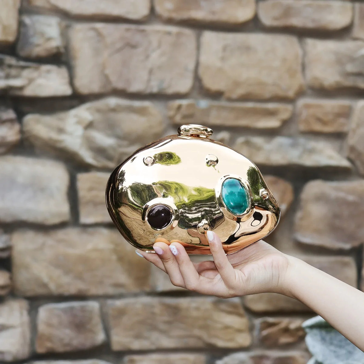 Mini Shell Acrylic Clutch worn crossbody