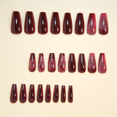 Velcrissa RougeVine Nails 24pc Medium Coffin Gothic Press-On Nails