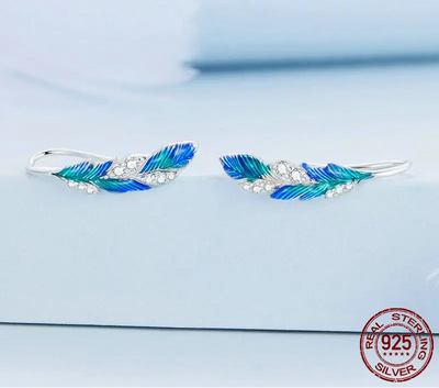 BAMOER Feather Earrings close-up