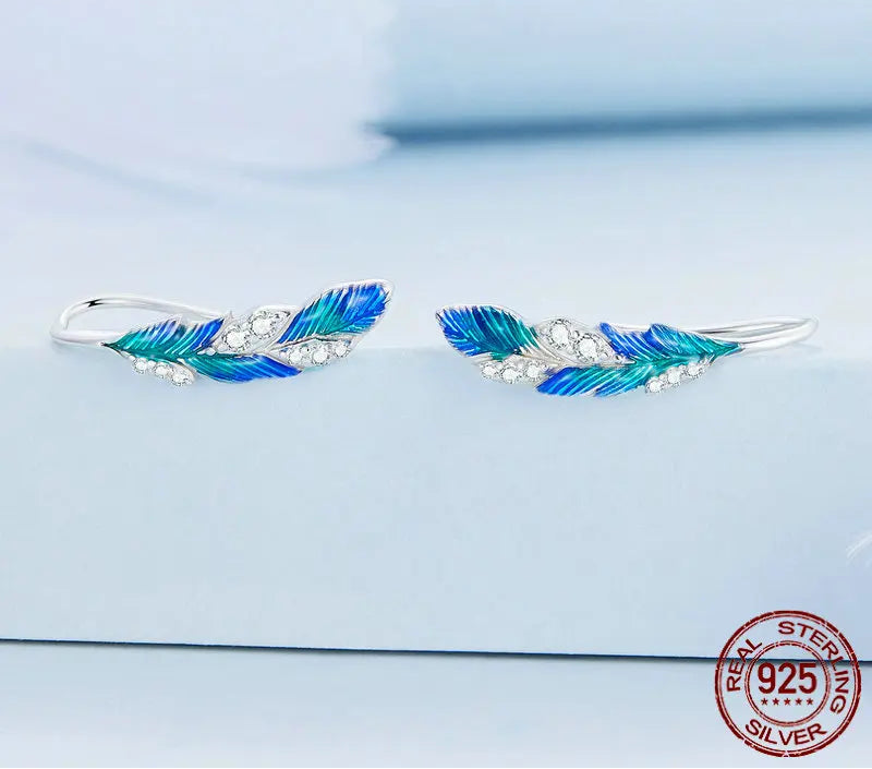 BAMOER Feather Earrings close-up