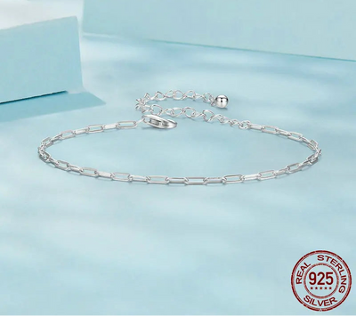BAMOER Square Chain Silver Bracelet close-up