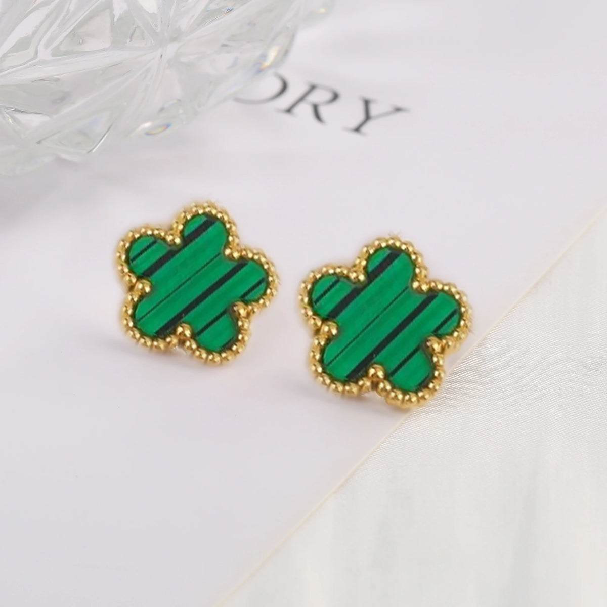 Five-Leaf Flower Drop Earrings angle view