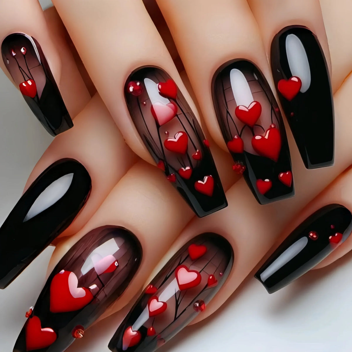 Velcrissa RougeVine Nails 24pc Medium Coffin Gothic Press-On Nails