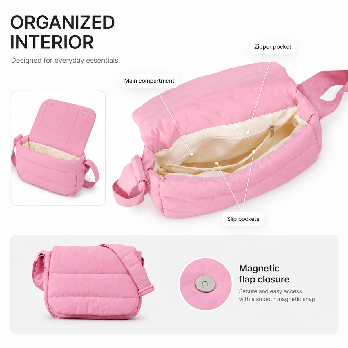 Small Quilted Flap Bag interior view