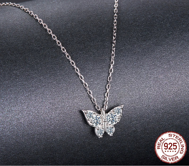 BAMOER Moissanite Butterfly Necklace pendant detail