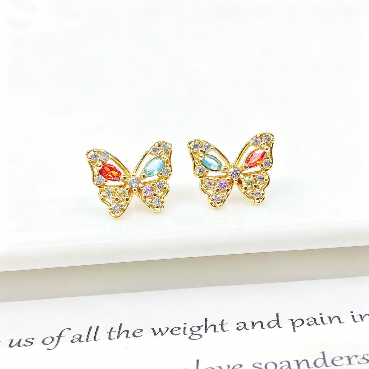 CZ Butterfly Stud Earrings gift presentation