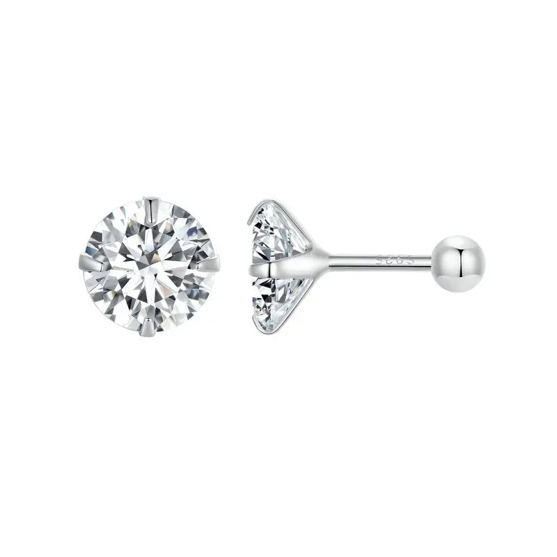 BAMOER Round CZ Stud Earrings