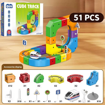 Magical Rail Train Building Cube packaging