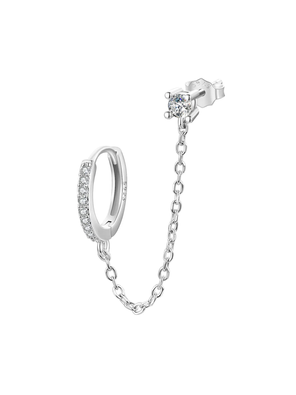 BAMOER Double Circle Mono Hoop Earring size reference