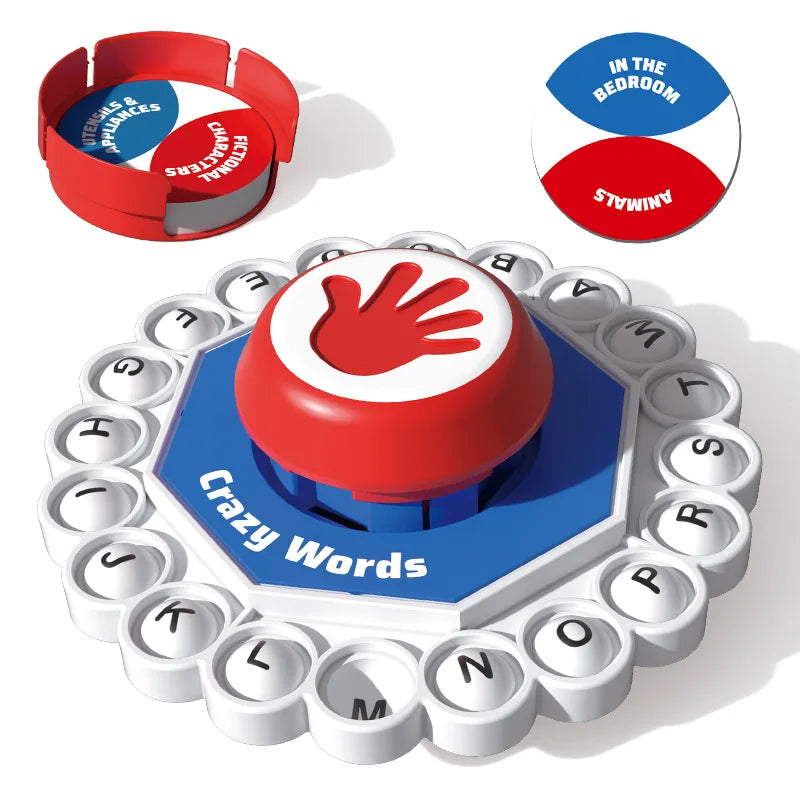 Crazy Words Family Board Game in use
