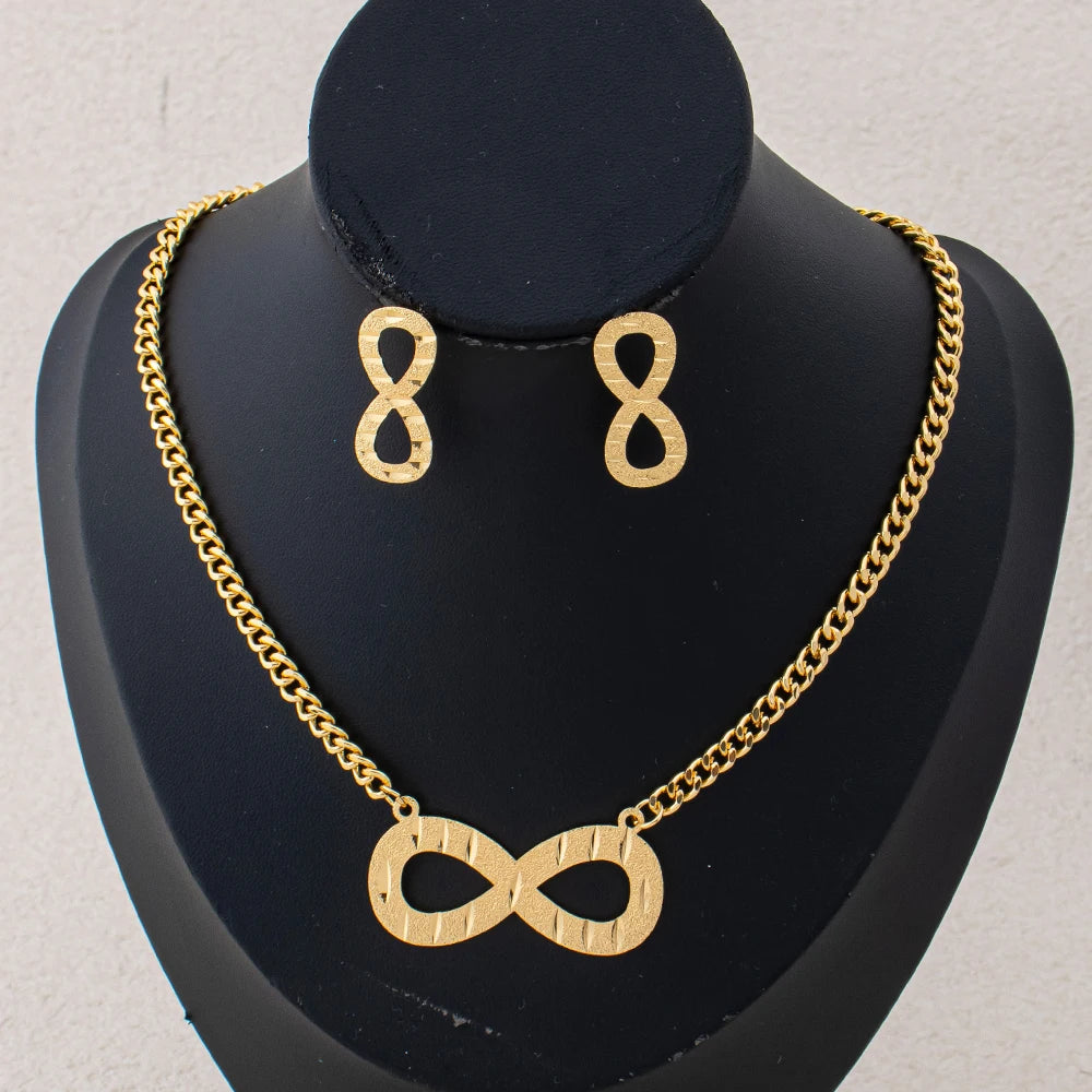 Infinity Leaf Necklace & Earring Set full set layout