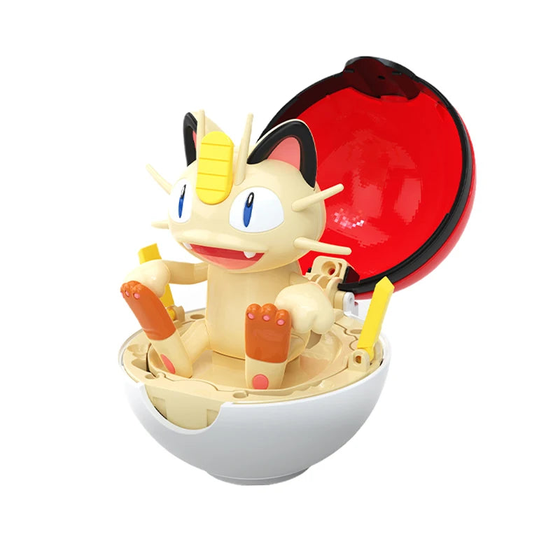 Cute Pokemon Figure Meowth Pokeball Pikachu Bulbasaur Eevee Charmander Squirtle Pocket Monster Elf Deform Poke Ball Toy Ornament