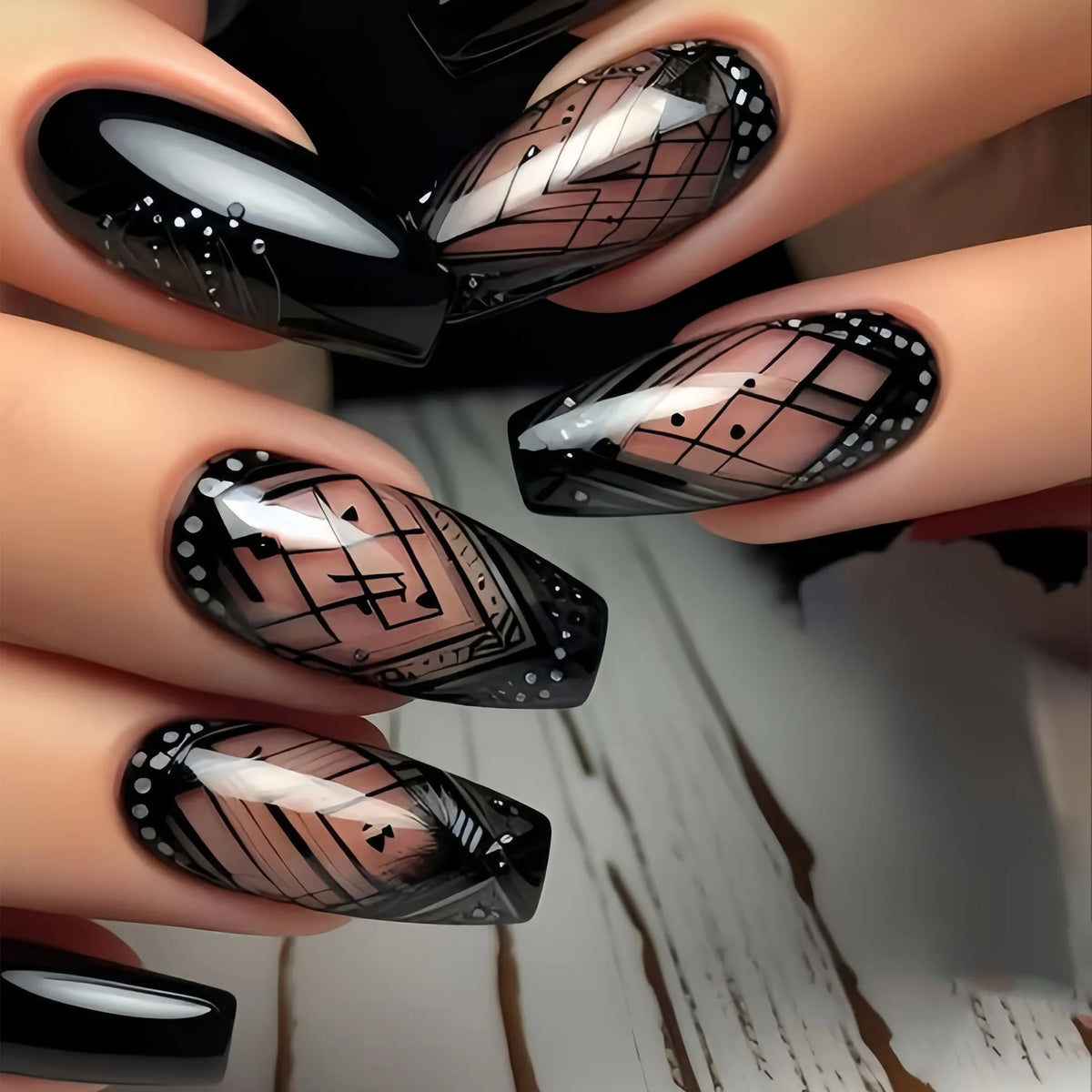 Velcrissa RougeVine Nails 24pc Medium Coffin Gothic Press-On Nails