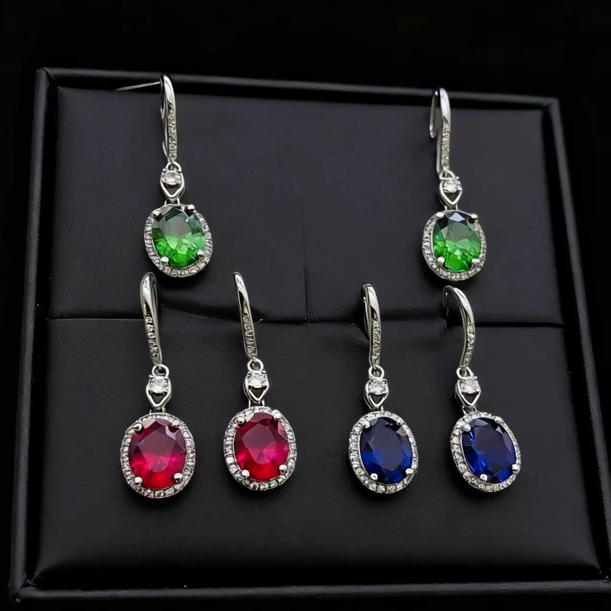 Veloria Gemstone Stud Earrings - Emerald