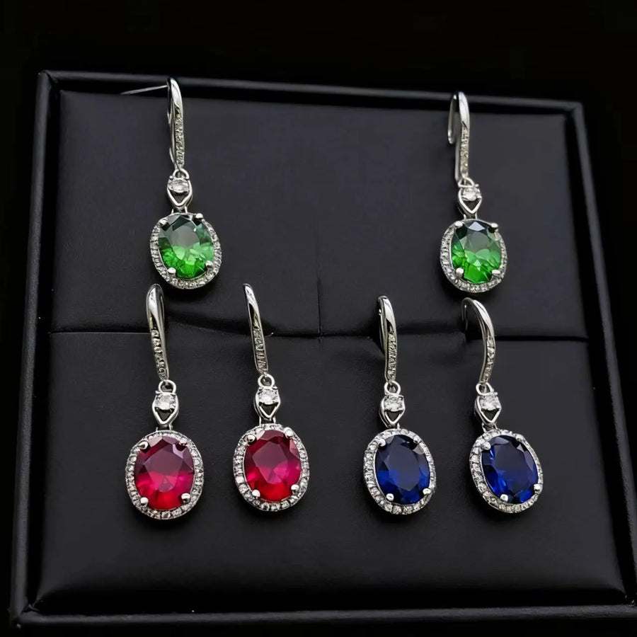 Veloria Gemstone Stud Earrings - Emerald