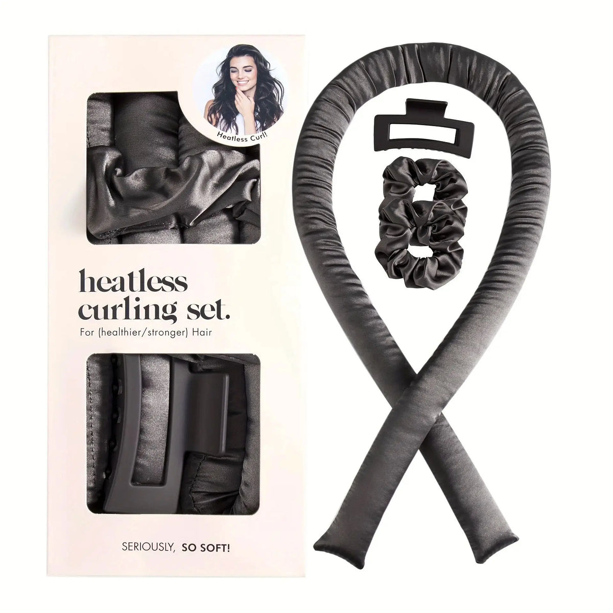 Satin Heatless Curler in use