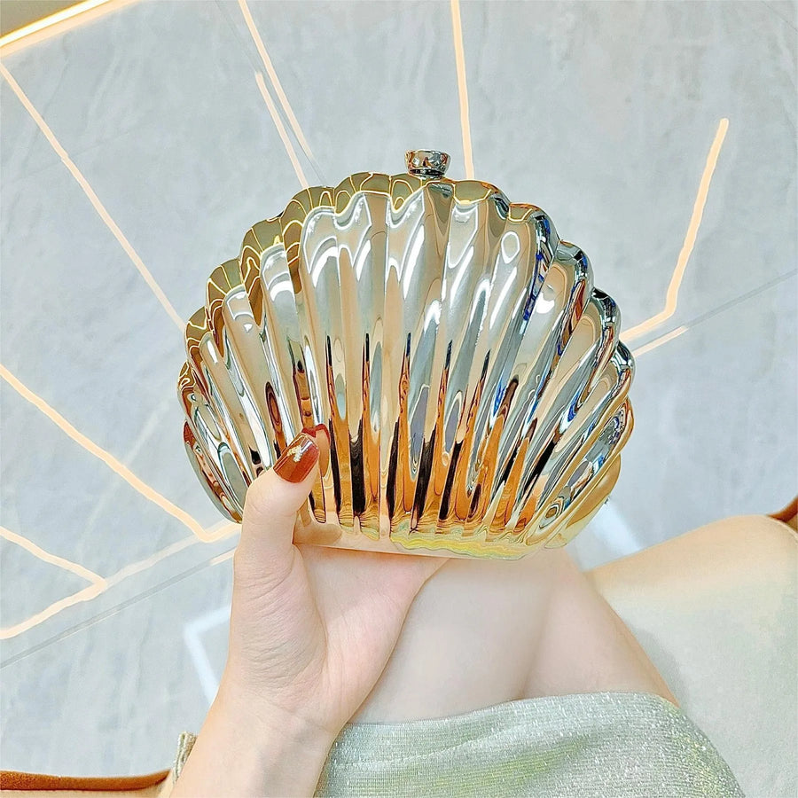 Shell Acrylic Evening Clutch - Gold