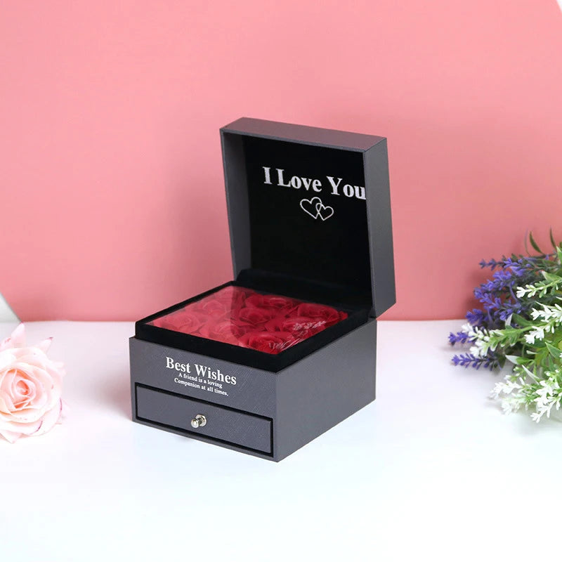Nine Rose Gift Box Necklace worn