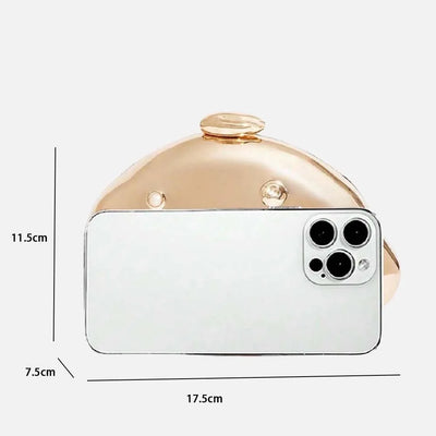 Mini Shell Acrylic Clutch size reference