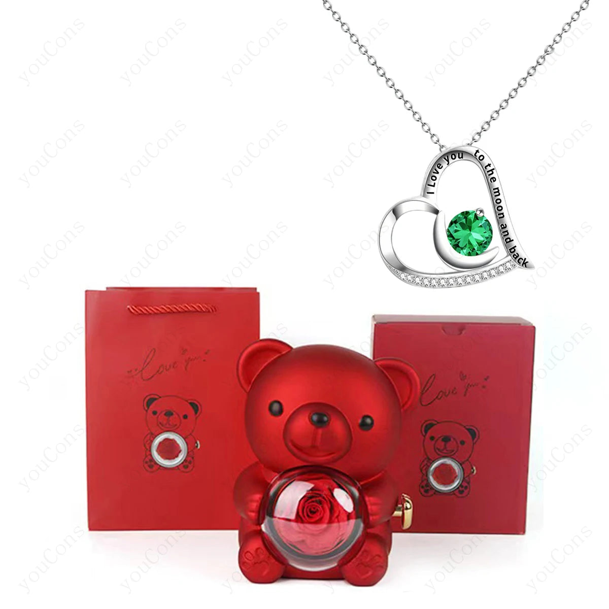 Heart Pendant Necklace bear box detail