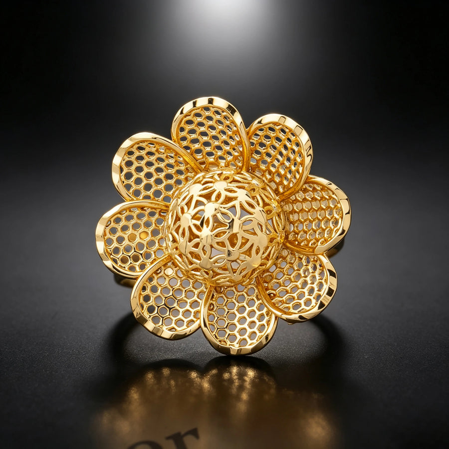 Sunflower Statement Ring - Adjustable