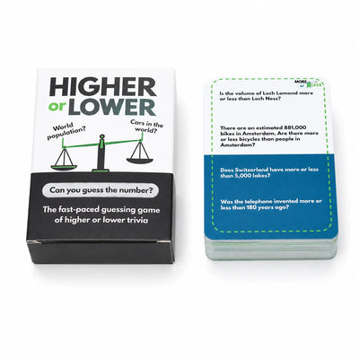 100 pcs cards Higher or Lower Trivia Card Game Fast Paced Guessing Game With Question Cards Compare Facts Choose