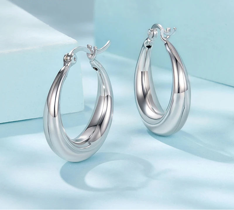 BAMOER Chunky Hoop Earrings - Medium