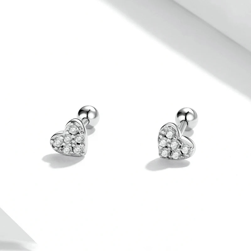 BAMOER Tiny Charm Stud Earrings - Heart