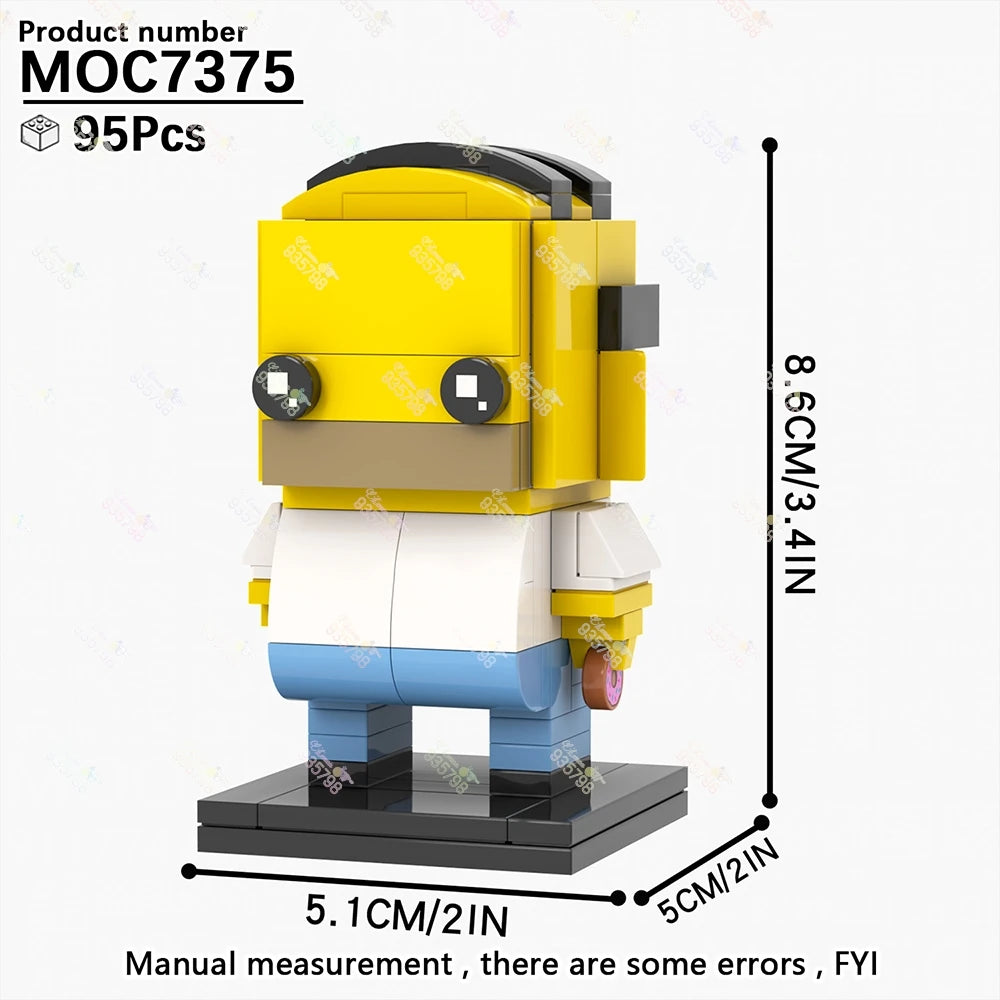 MOC Animation Series Brickheadzed Building Blocks Marge Bart Maggie Homer Figure Toy DIY Character Model Assembly Brick Kid Gift