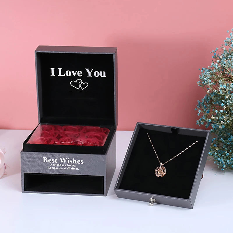 Nine Rose Gift Box Necklace close-up