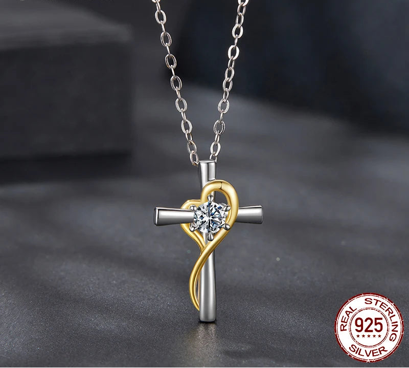 BAMOER Moissanite Cross Necklace chain detail
