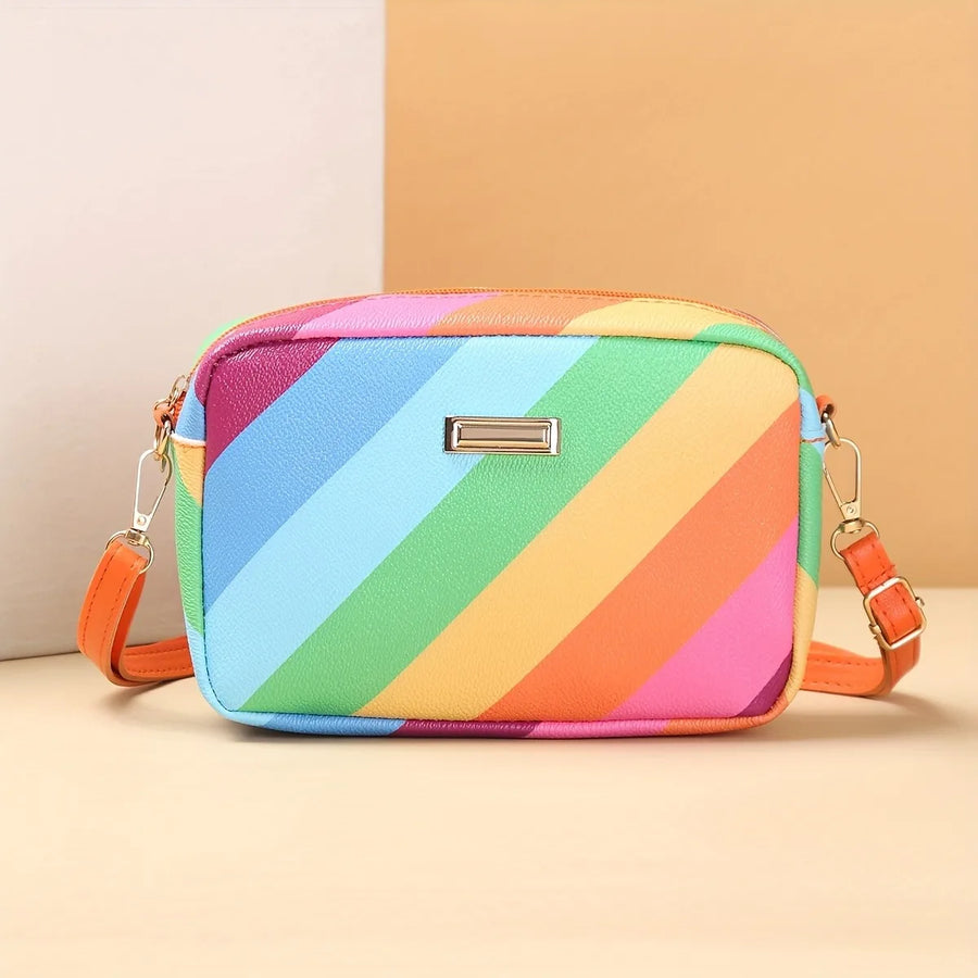 Rainbow Striped Crossbody Bag close-up