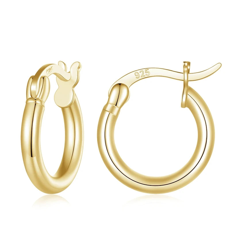 BAMOER Glossy Tube Hoop Earrings texture detail