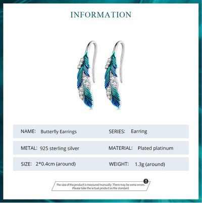 BAMOER Feather Earrings stone detail