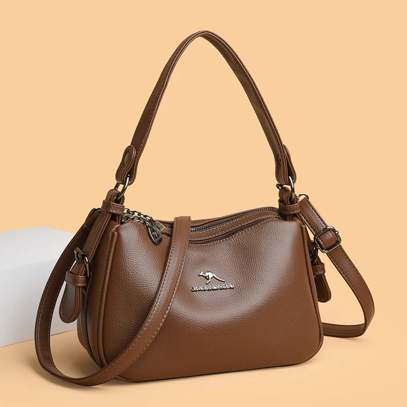 Vintage PU Leather Tote Bag - Black