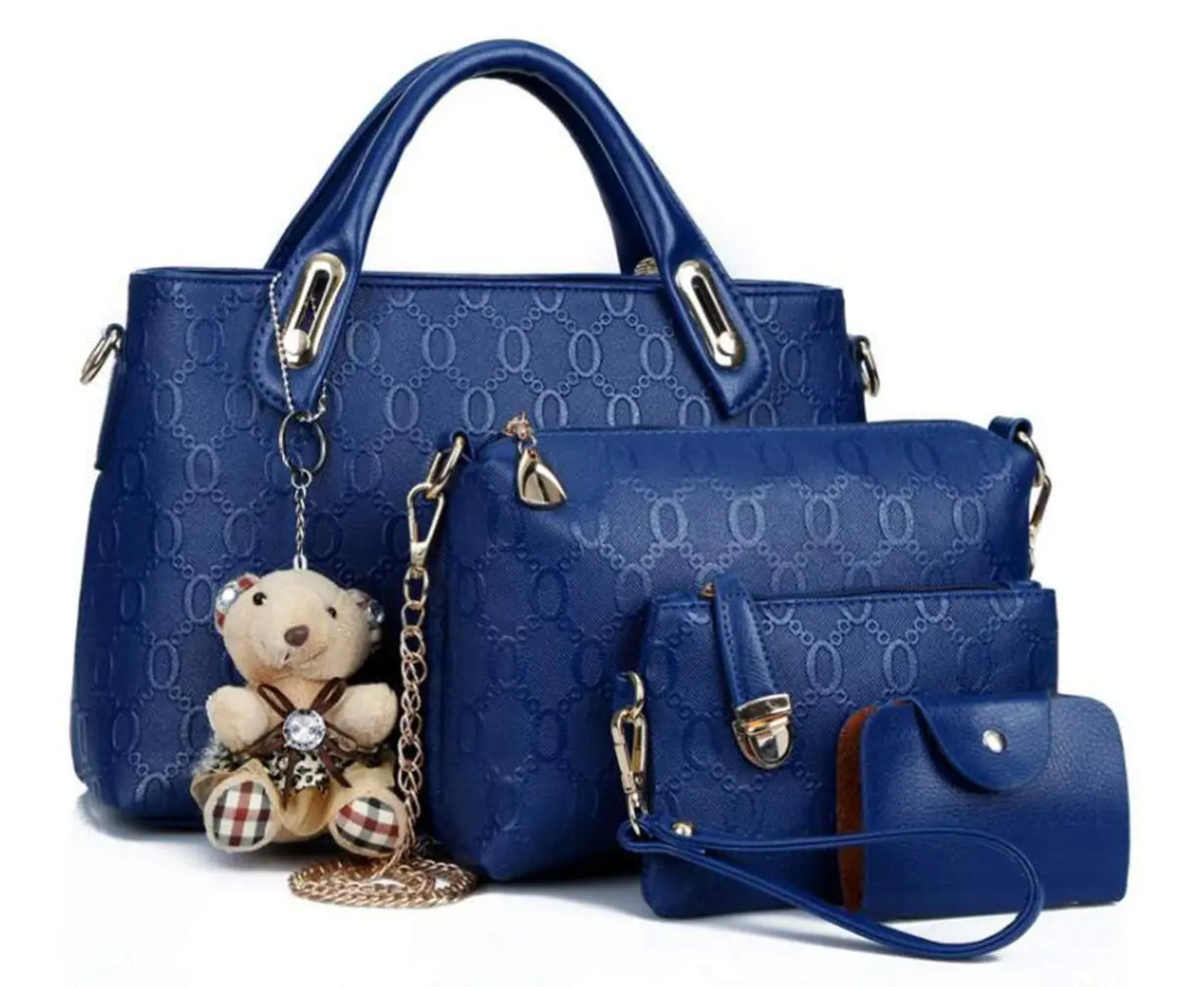 Women's 4-Piece Handbag Set worn on shoulder