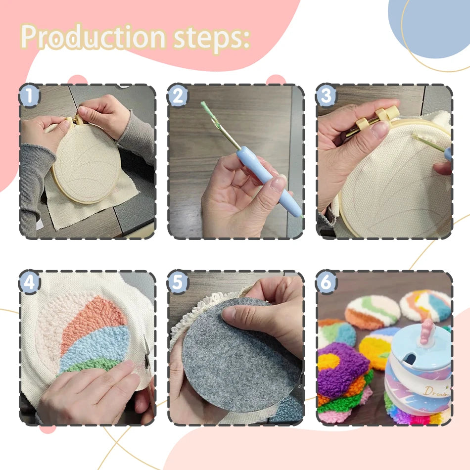 GATYZTORY Punch Needle Coaster Kit finished coasters