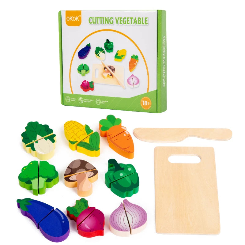 Wooden Pretend Play Food Set in use