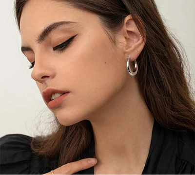 BAMOER Chunky Hoop Earrings close-up