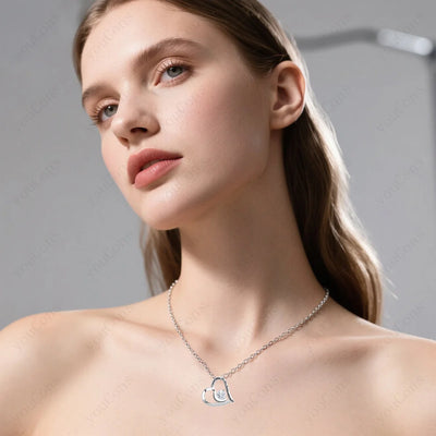 Heart Bow Pendant Necklace - Sapphielle
