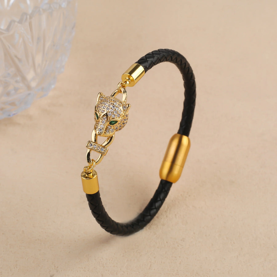 Braided Leather Charm Bracelet
