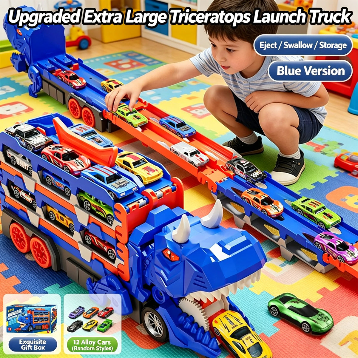 Dinosaur Catapult Car Track Playset size reference