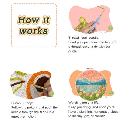 DIY Punch Needle Landscape Kit yarn detail