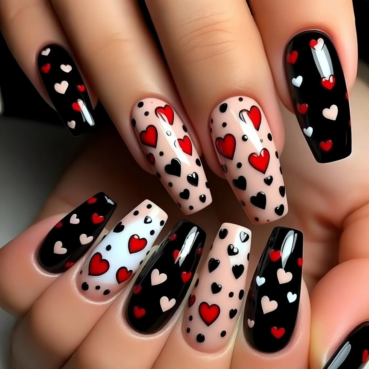 Velcrissa RougeVine Nails 24pc Medium Coffin Gothic Press-On Nails