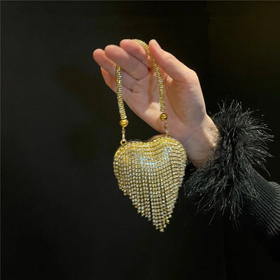 Heart-Shaped Rhinestone Evening Clutch close-up