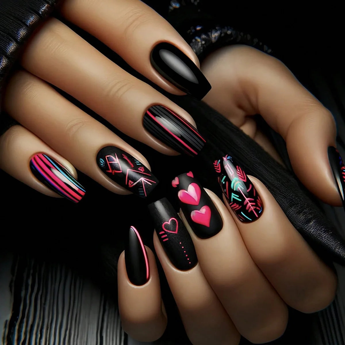 Velcrissa RougeVine Nails 24pc Medium Coffin Gothic Press-On Nails