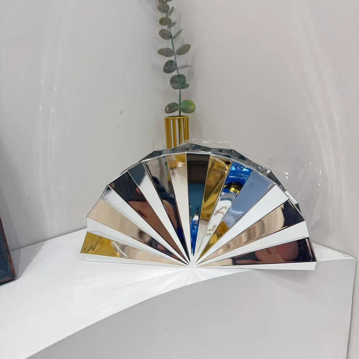 Moon Shape Acrylic Box Clutch worn crossbody