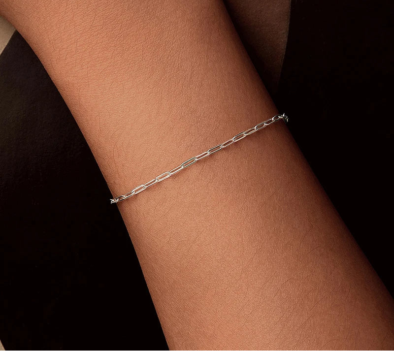 BAMOER Square Chain Silver Bracelet clasp detail